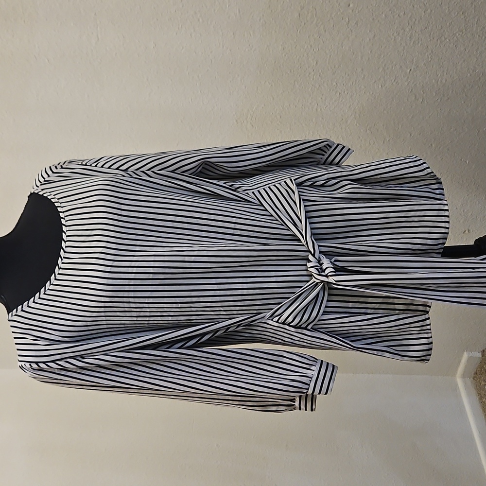 Apt. 9 Black and White Striped Blouse